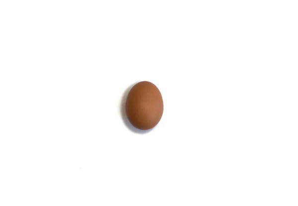 Stüdyoda beyaz arka planda kahverengi oval tavuk yumurtası.