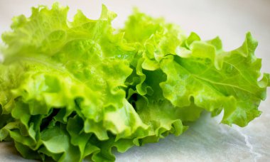 Sağlıklı yaşam vitaminleri pişirmek için yeşil salata yakın plan.