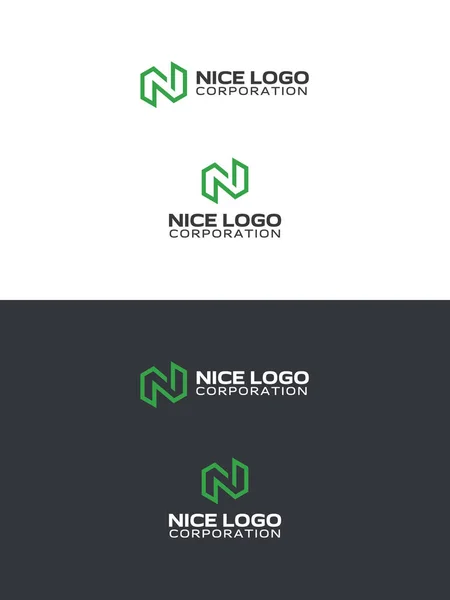 Yeşil harf n logolu — Stok Vektör