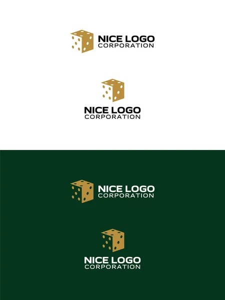 Casino-Logo, 3D-Goldwürfel — Stockvektor