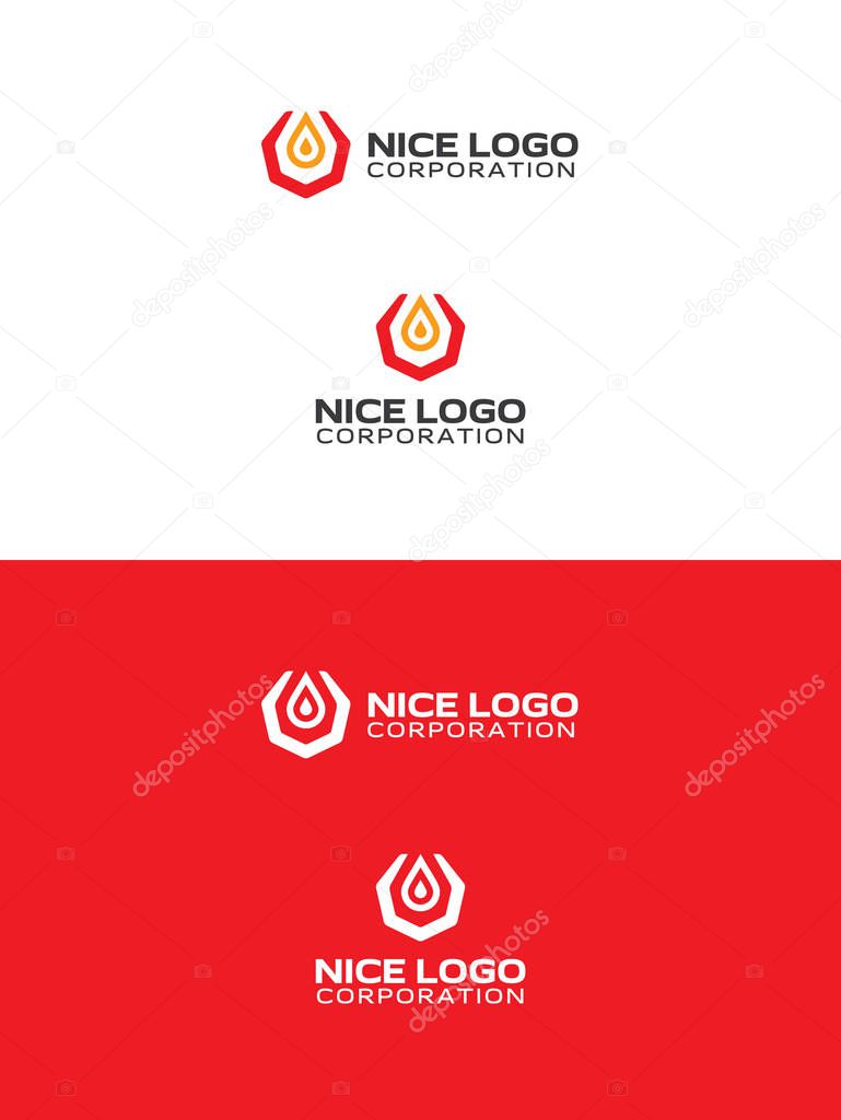Yellow drop of oil logo, petroleum modern logotype