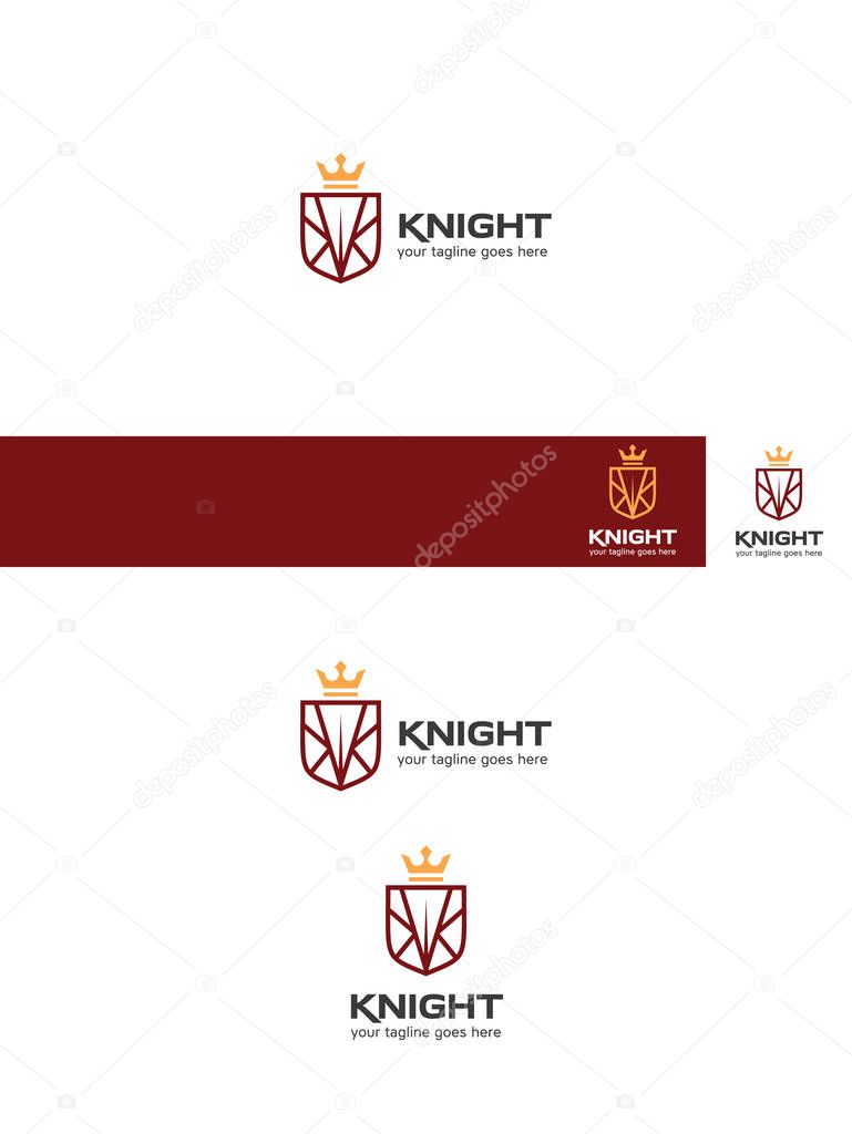 Medieval logo with the shield, two letters k and crown