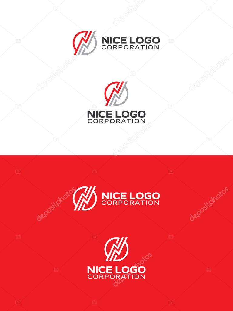Energy logo, lightning in a circle logotype, electricity icon