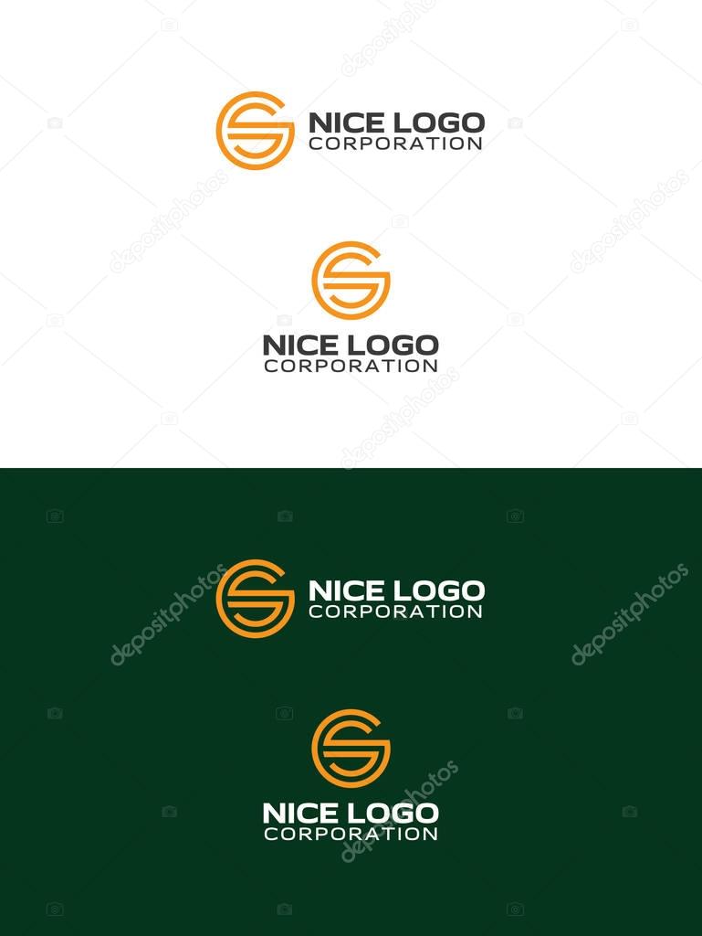 Letter g and s circle logo, dollar icon, cryptocurrency logotype