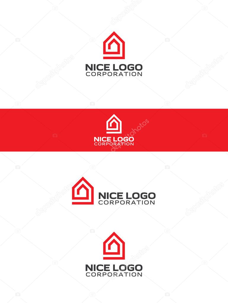 Home inside the house logo, minimal and modern, real estate logotype