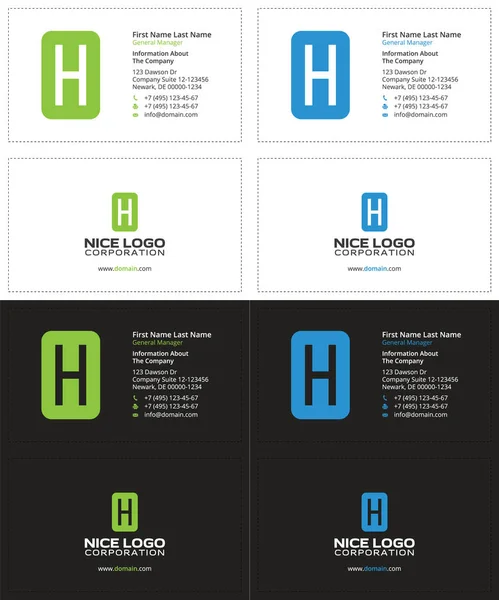 Επαγγελματική κάρτα με το γράμμα H, ορθογώνιο — Διανυσματικό Αρχείο