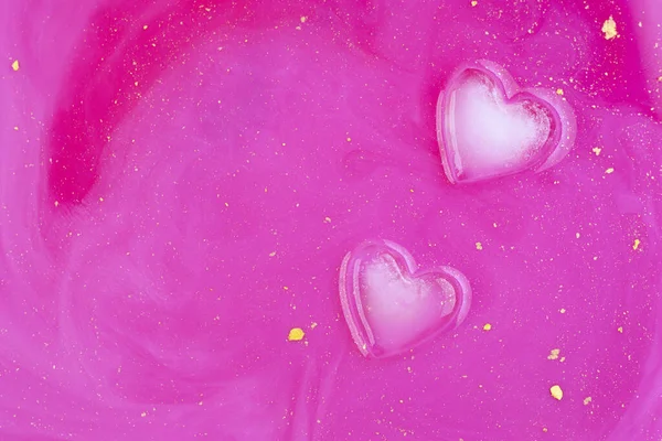 Rosa Abstrakt Bakgrund Ishjärtan Kärlek Koncept Modern Stil Romantiskt Kort — Stockfoto