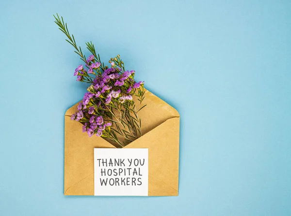Bouquet Spring Wildflowers Envelope Inscription Thank You Jerusalem Workers Concept — Stock Photo, Image