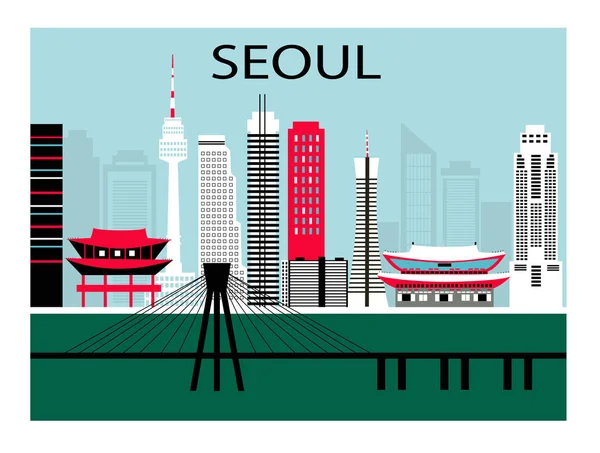 Simboli della città di Seoul — Vettoriale Stock