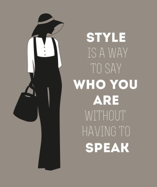 Fashion woman with  quote. clipart