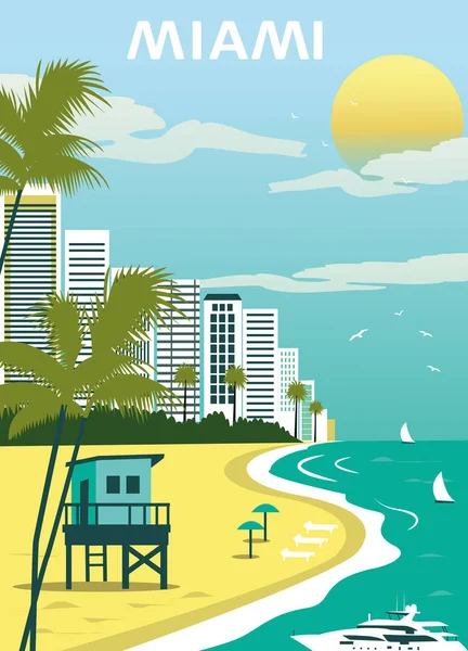 Miami Beach. La Florida. — Vector de stock