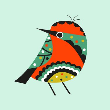 colorful bird on light blue clipart