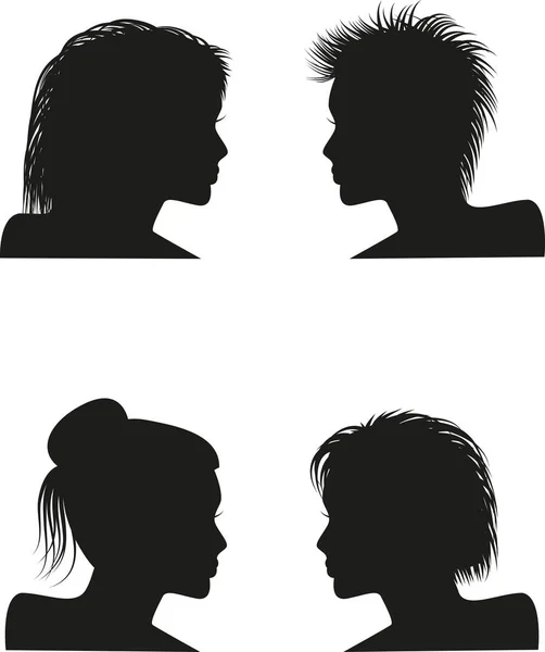 Силуети жіночих зачісок — стоковий вектор