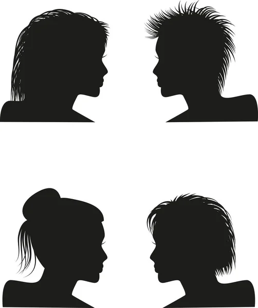 Silhouette di acconciature femminili — Vettoriale Stock