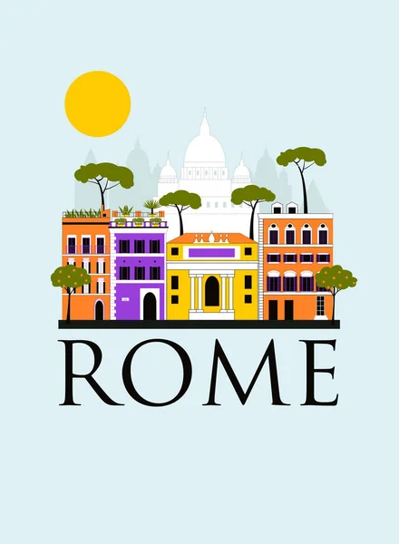 Rom centrum vykort — Stock vektor