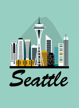 Seattle city travel background clipart
