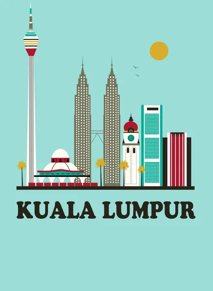 Kuala Lumpur travel background. — Stock Vector