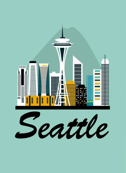 Seattle cidade viagem fundo — Vetor de Stock