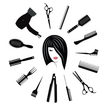 Kadın için kuaförlük Icons set