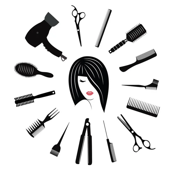 Icônes de coiffure pour femme — Image vectorielle