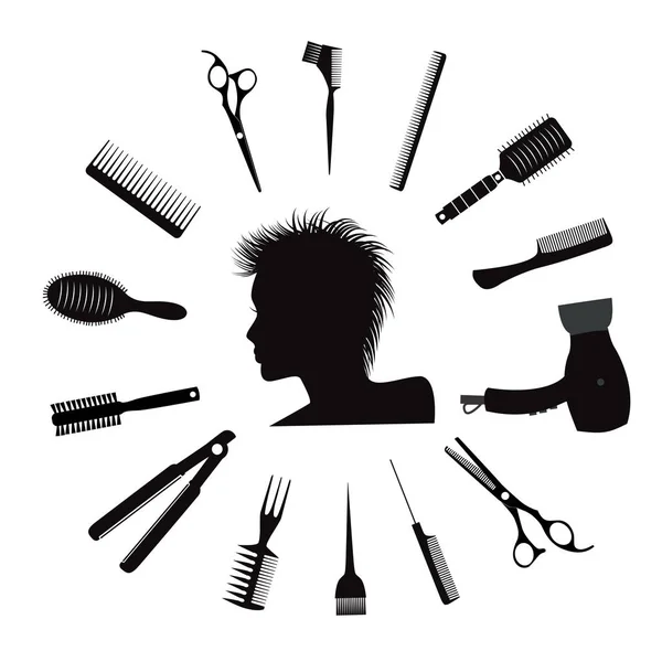 Ícones de equipamento de cabeleireiro — Vetor de Stock