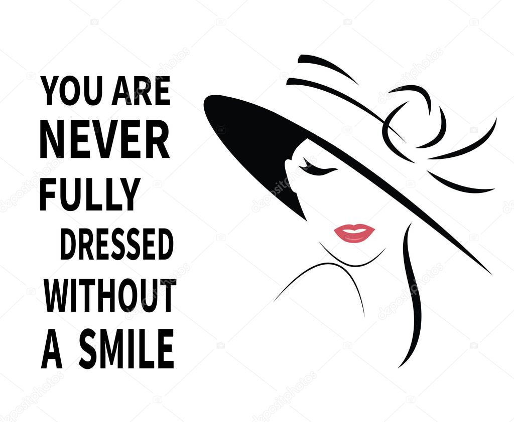 Woman in hat with quote.
