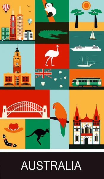 Símbolos de Melbourne ciudad — Vector de stock