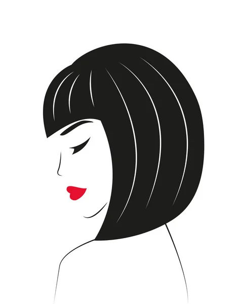 Mujer joven con el pelo negro — Vector de stock