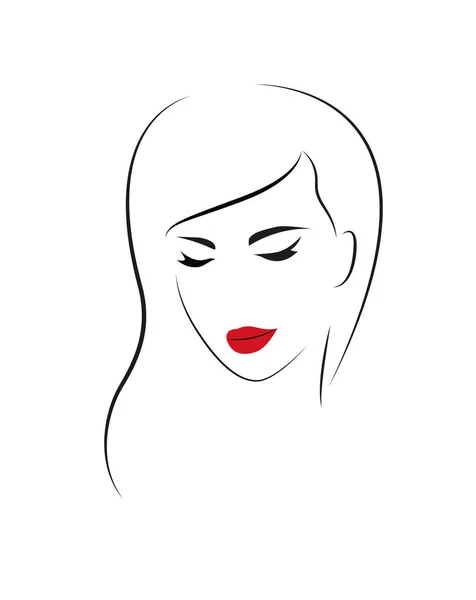 Mujer joven con el pelo largo — Vector de stock