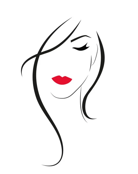 Mujer joven con el pelo largo — Vector de stock