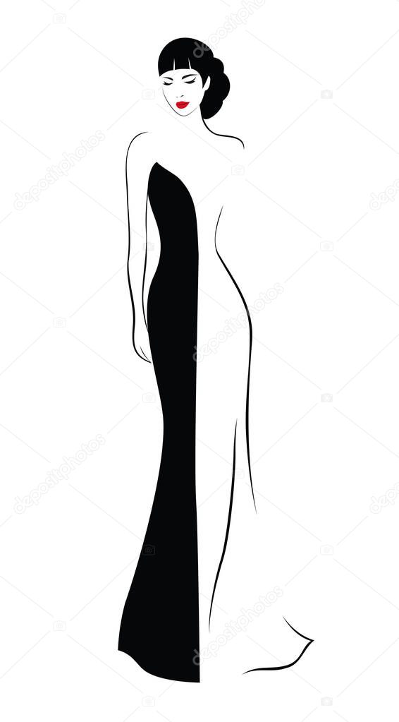 woman in long evening  dress 