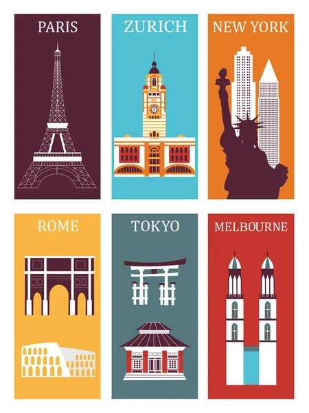 Conjunto de ciudades famosas — Vector de stock