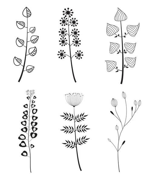 Conjunto de flores de campo de dibujos animados — Archivo Imágenes Vectoriales