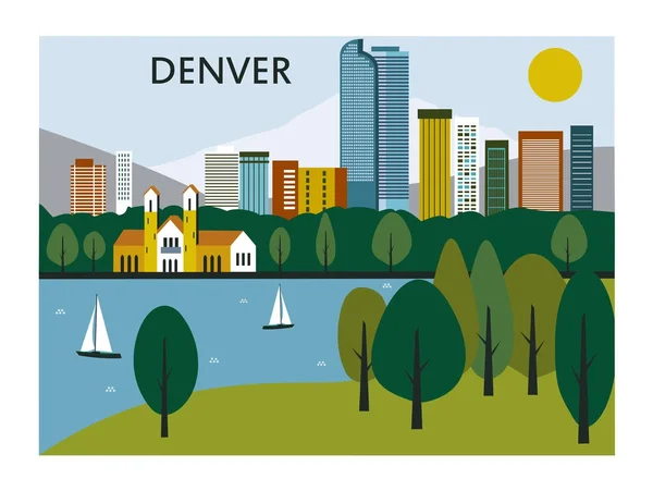 Denver city briefkaart — Stockvector