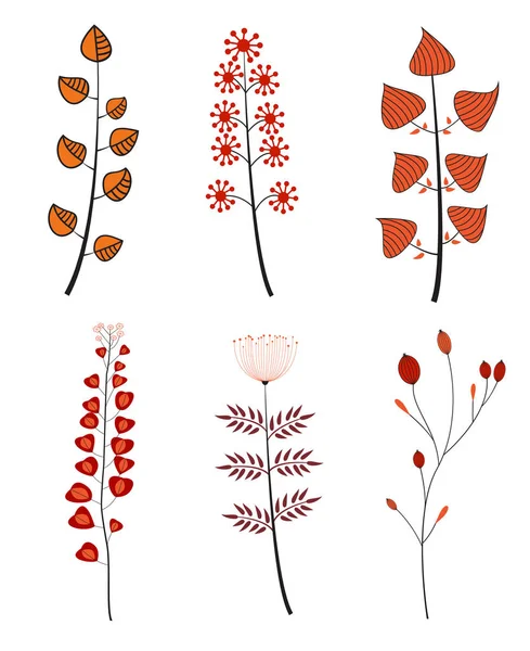Ensemble de fleurs de champ de dessin animé — Image vectorielle