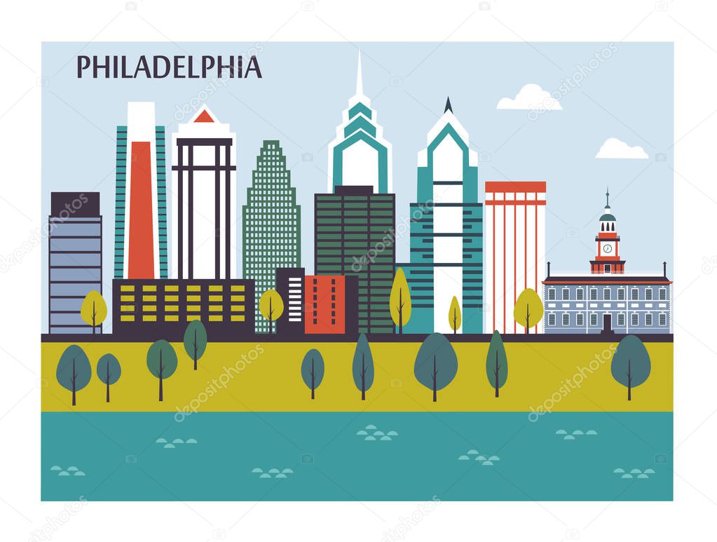 Philadelphia city postcard