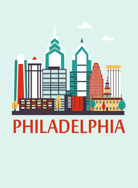 Philadelphia edifícios da cidade — Vetor de Stock