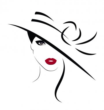 Beautiful Woman in hat. Vector clipart