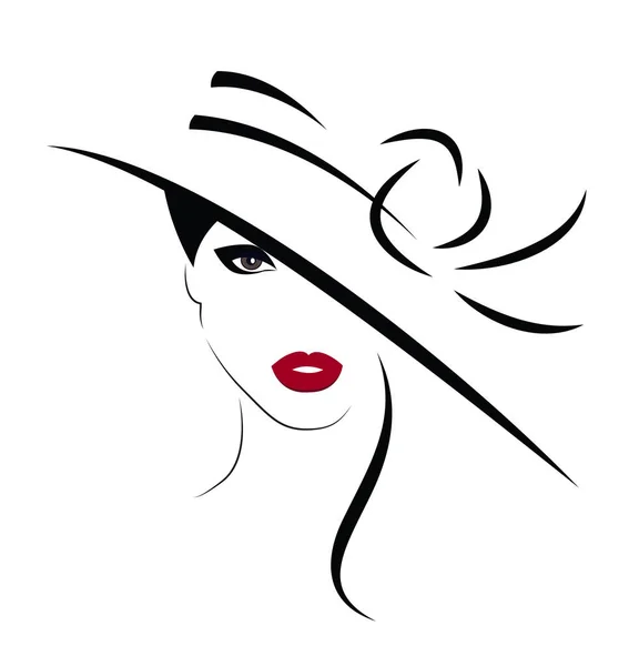 Belle Femme Chapeau Vecteur — Image vectorielle