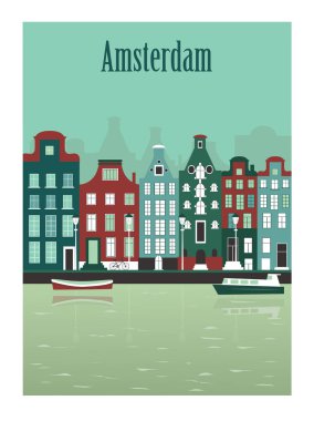 Amsterdam şehir. Hollanda. Vektör