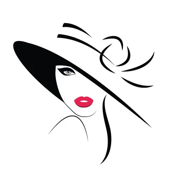 Belle Femme Chapeau Vecteur — Image vectorielle