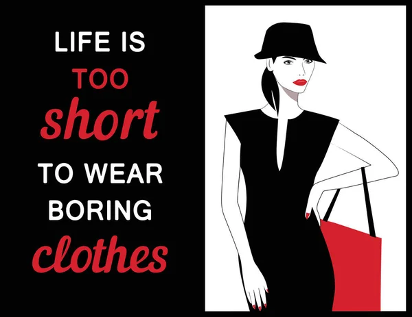 Vector _ Fashion woman with a quotes — стоковый вектор
