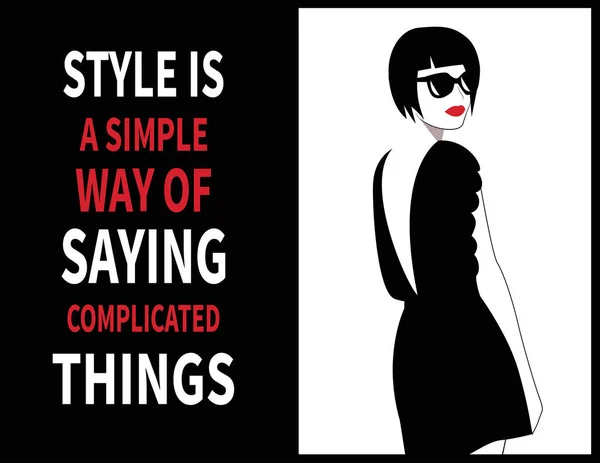 Vector_Quotation with Fashion Woman about style — Stock Vector