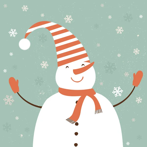 Cartão de Natal com boneco de neve. Vetor — Vetor de Stock