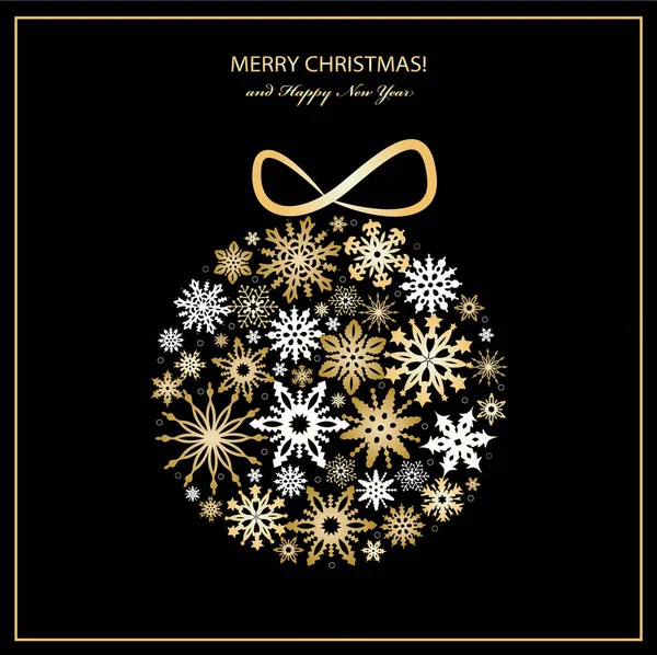 Christmas greeting card with golden balls. Vector — Stock Vector