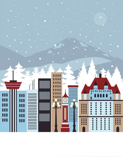 Greeting Card Winter City Vector — Stock Vector