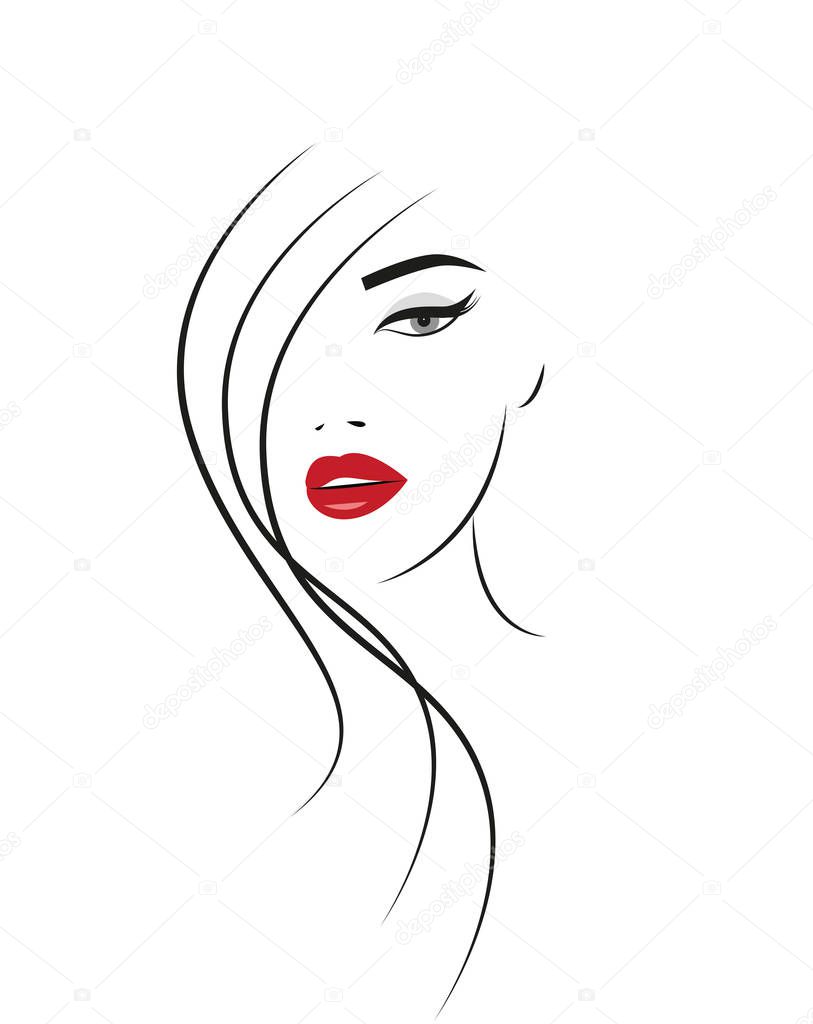 Logo of the Woman with long hair. Vector