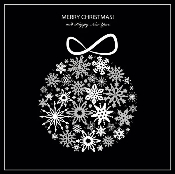Carte Voeux Noël Avec Boules Dorées Flocons Neige Vecteur — Image vectorielle