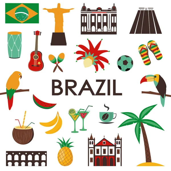 Símbolos Iconos Brasil Ilustración Vectorial — Vector de stock