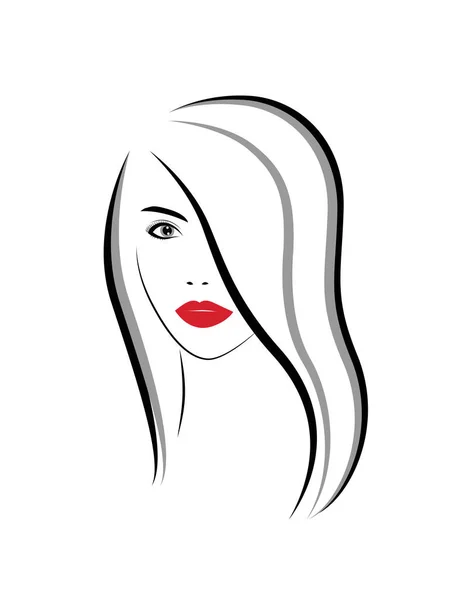 Logotipo Con Una Hermosa Mujer Con Pelo Largo — Vector de stock